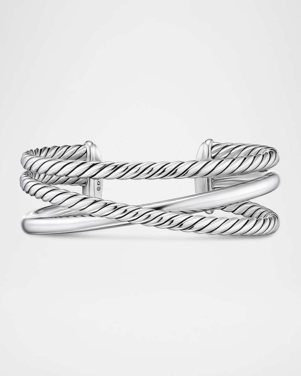 Bold Crossover 3 Row Bracelet in Sterling Silver, 20